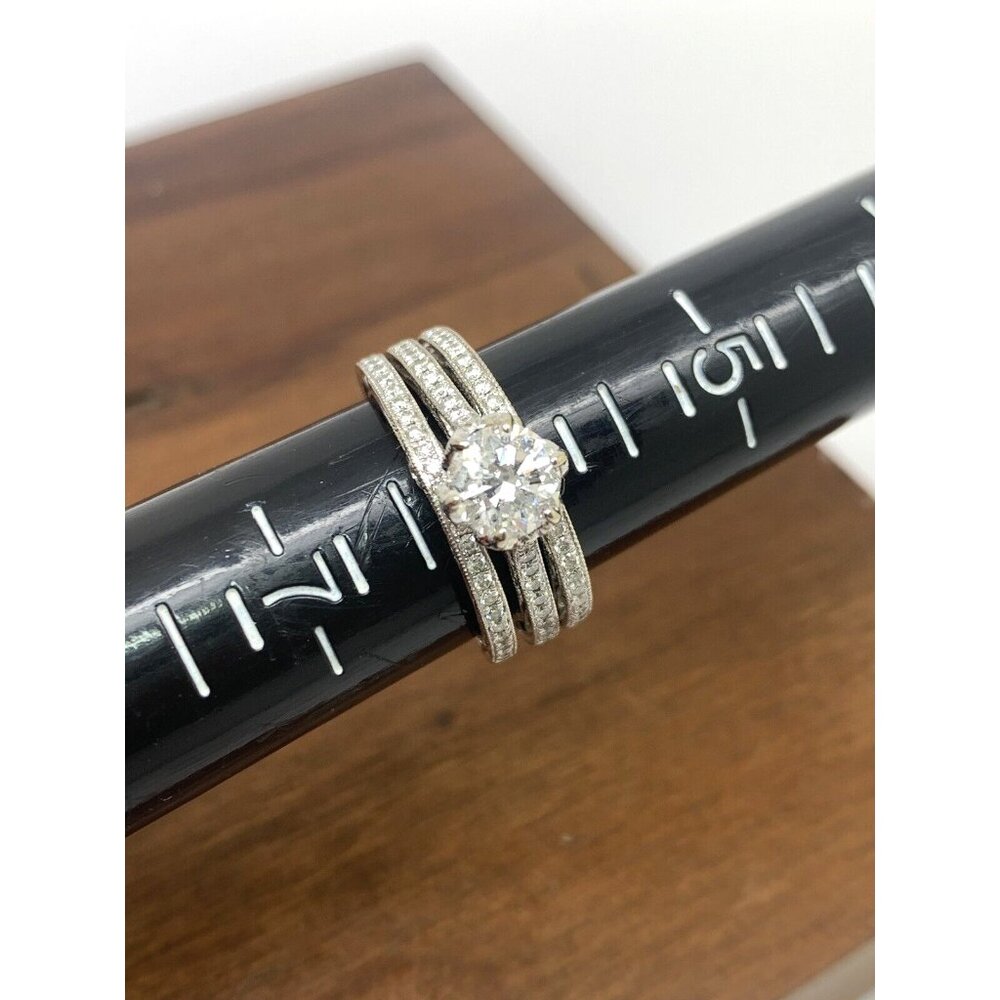Parade Wedding Set 18k White Gold Diamond Engagement Ring Band Women's 6.25-6.5 - Picture 11 of 14